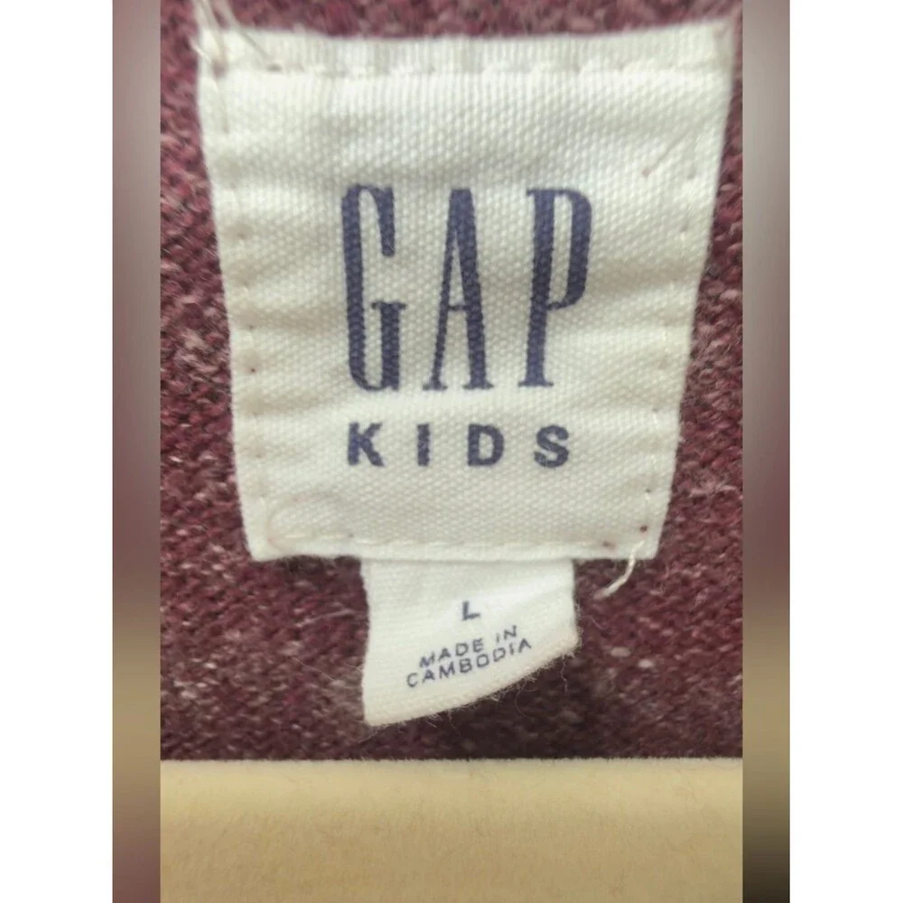 Gap Kids Boys Solid Maroon Heathered Knit Crewneck Long Sleeve Sweater. Large.